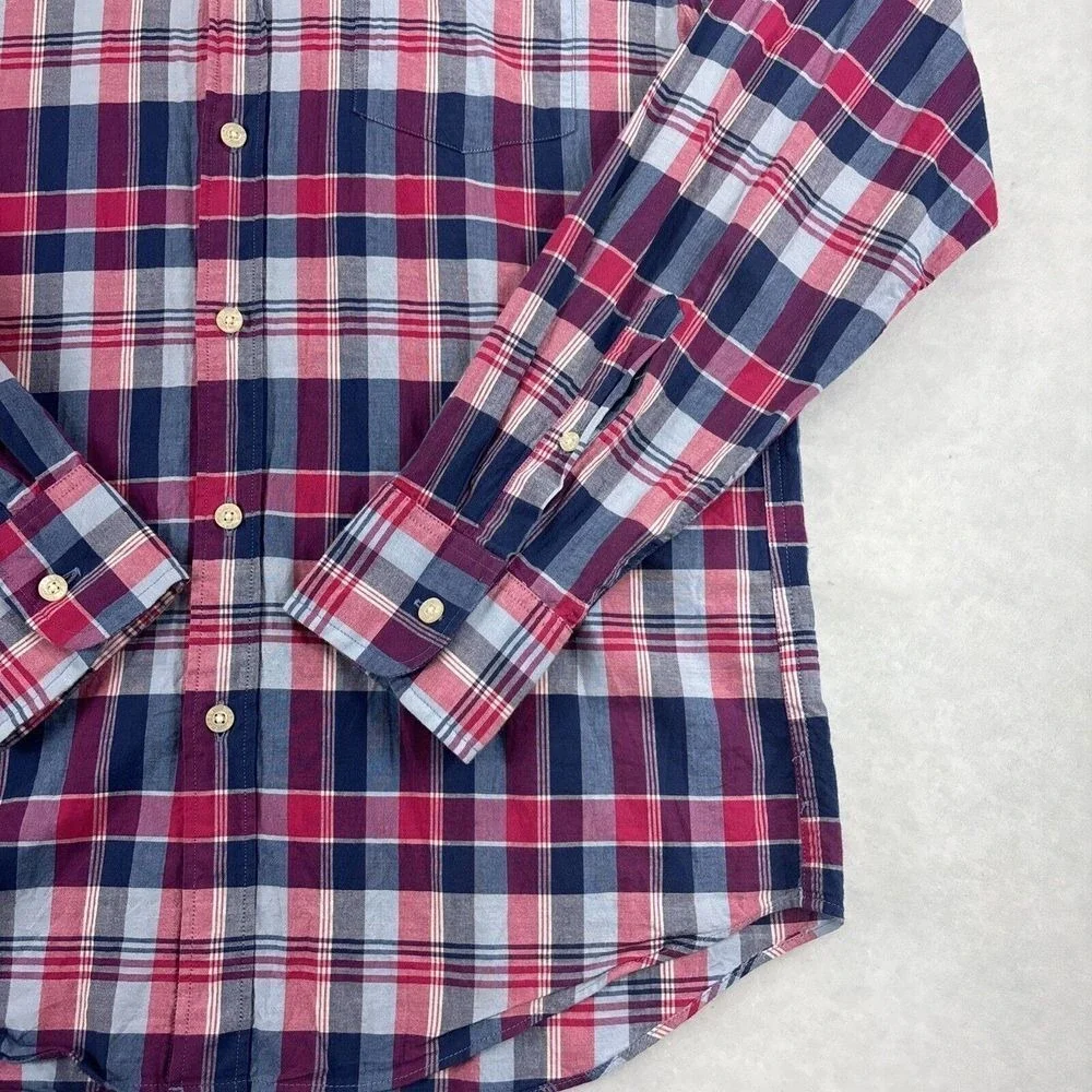 J. Crew mens shirt Summer Plaid M‎ Button Down Long Sleeve Tartan Plaid Cotton